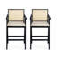 Tabouret de bar moderne et minimaliste avec siège canne et structure en bois massif, parfait pour les cuisines et les bars contemporains-96098534