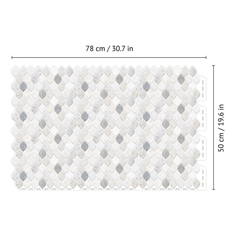15.5cm W x 30.5cm L Aluminum Peel and Stick Mosaic Tile