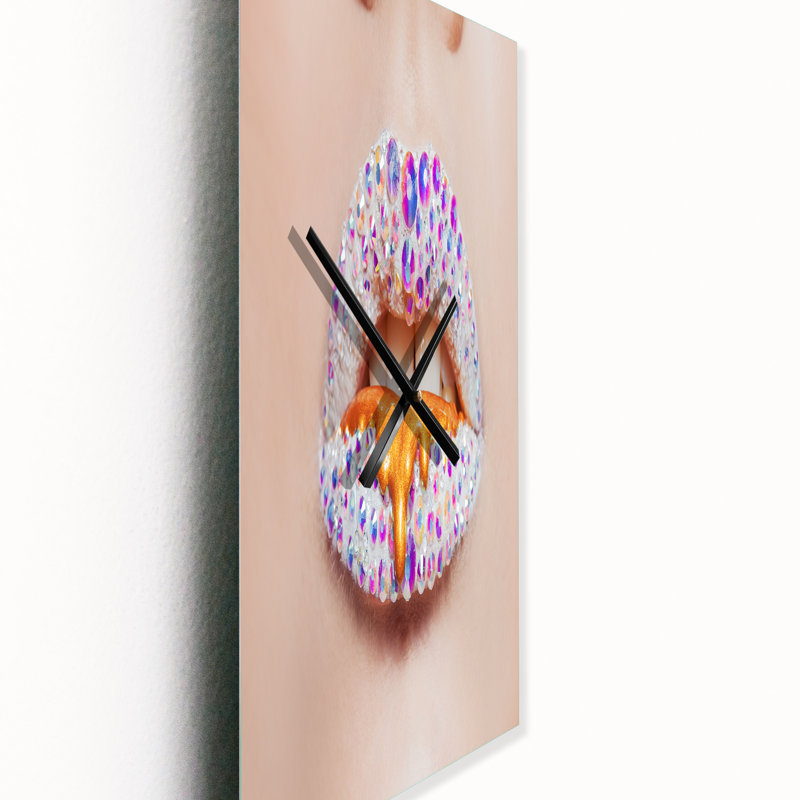 Horloge murale brillante recouverte de strass et de taches, Petit