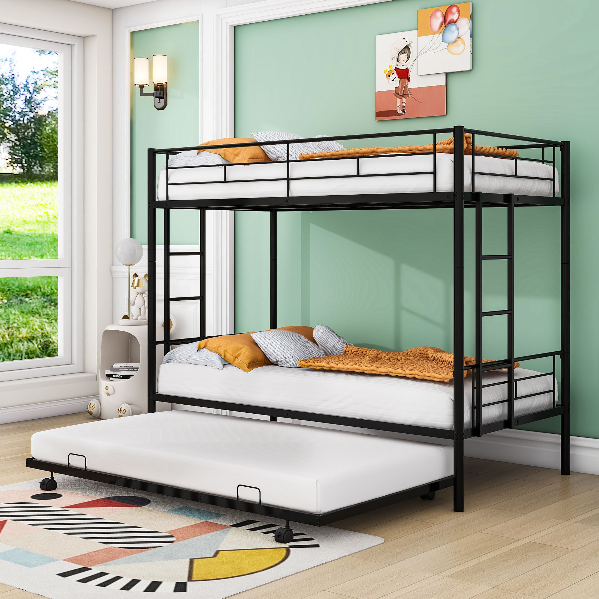Isabelle & Max™ Twin Over Twin Bunk Bed,Metal Bunk Bed With Trundle ...