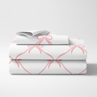 Ballerina and Ballet Bows Pink 3pc Twin Sheet Set
