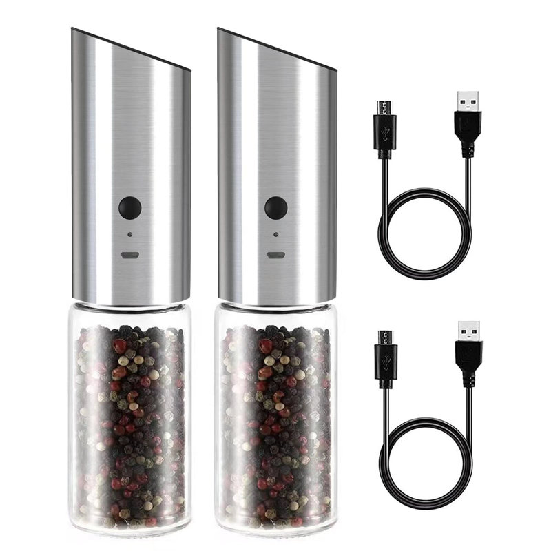 2 moulins à sel et poivre électriques rechargeables USB