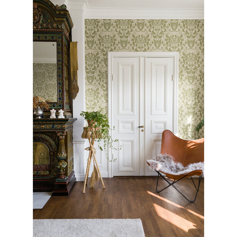 Ingrid Floral Wallpaper Roll, Olive