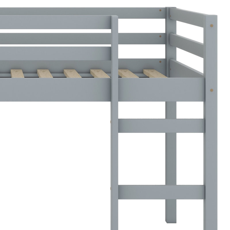 Twin Loft Bed With Ladder, Gray