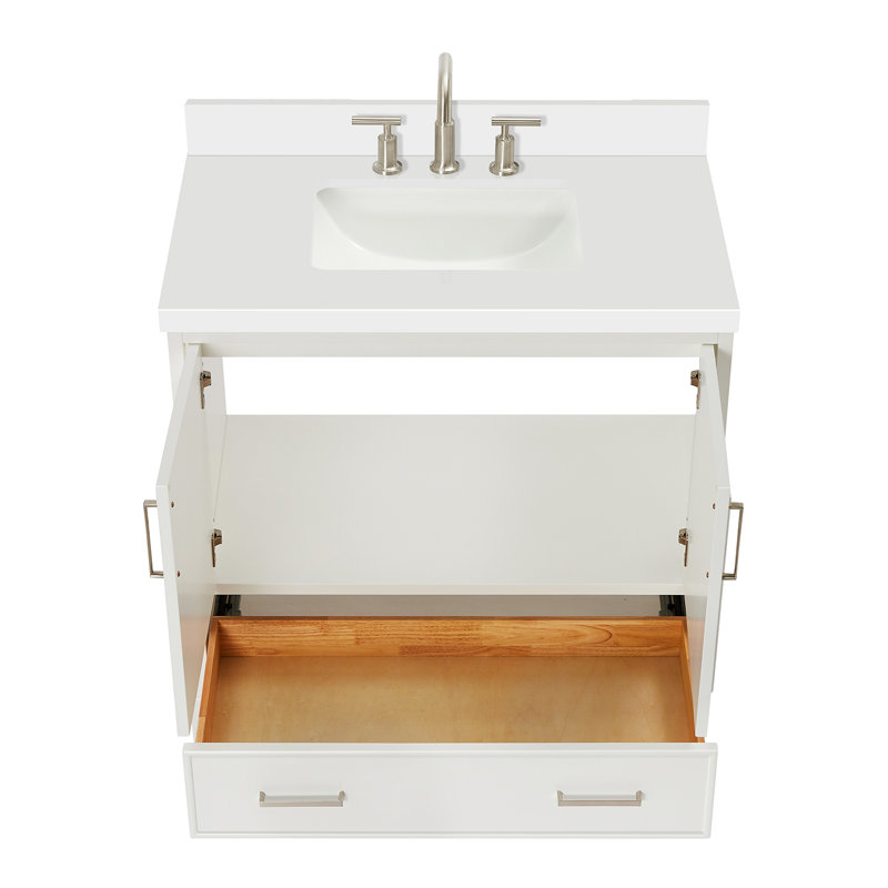 Meuble-lavabo simple avec plateau Abshire 37, Blanc