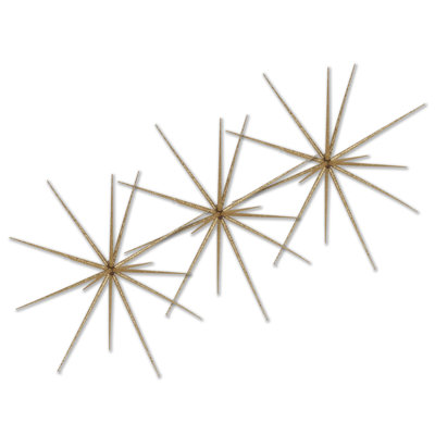 3 Pack of Starburst Ornament with Glitter