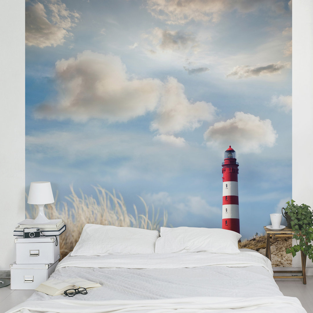 Glatte Fototapete Leuchtturm in den Dünen 1,92 m x 192 cm