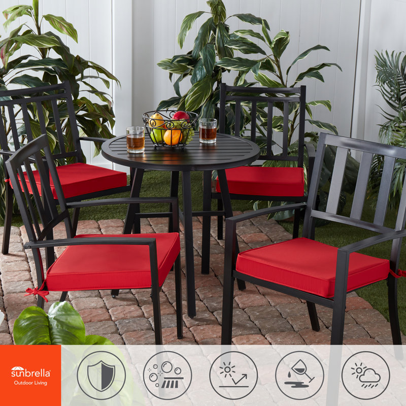 Sunbrella Outdoor Dining Chair Seat Pad, Canvas Jockey Red