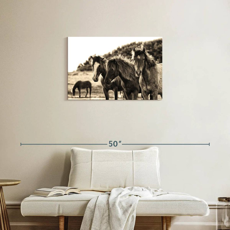 Horses Three Sepia, 20" H x 30" W