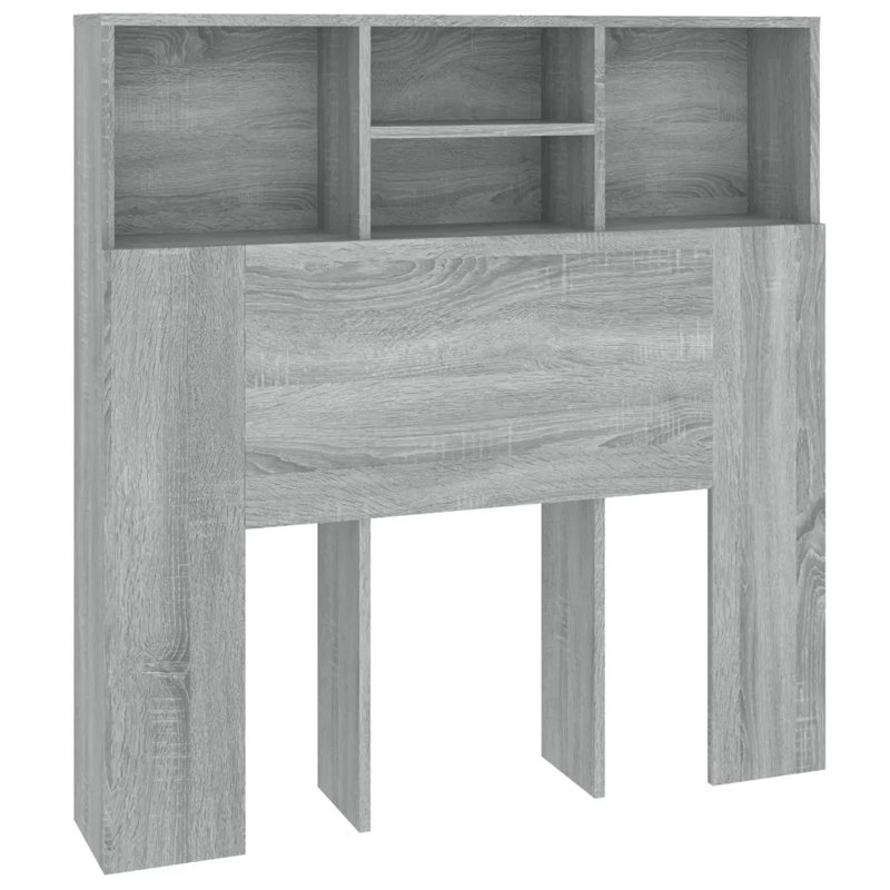 Headboard Cabinet Bedroom Home Indoor Bookcase, Single (3'), Grey Sonoma