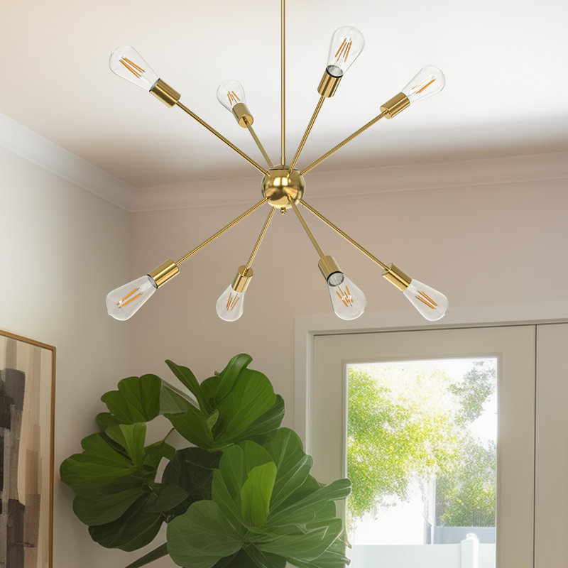 Lustre sphérique spoutnik 8 lumières Davit, Doré