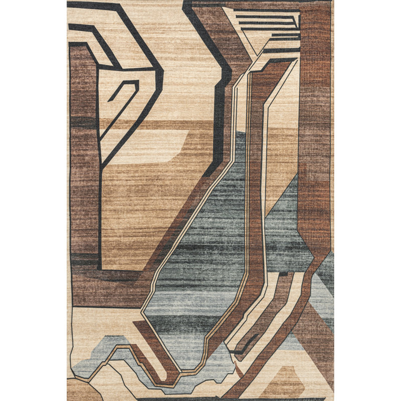 Abstract Earth Tones Tufted Wool 9' x 12' Rug