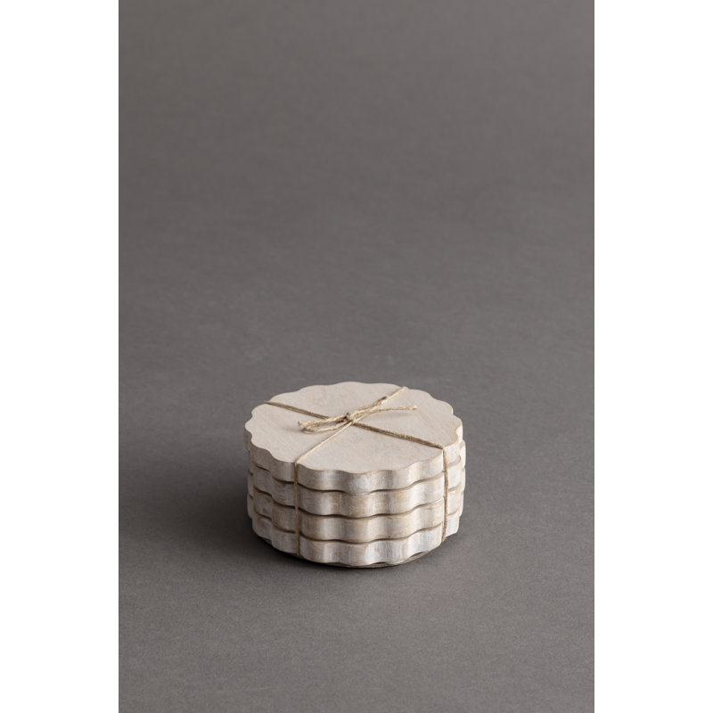 Ensemble de 4 sous-verres festonnés, Beige