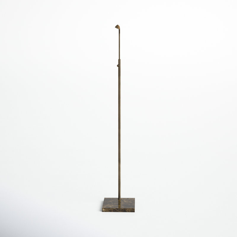 Antique Brass and Brown Marble LED Task Floor Lamp