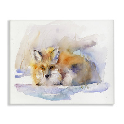 «Fox Sleeping in Snow», art mural sur toile par John Keeling