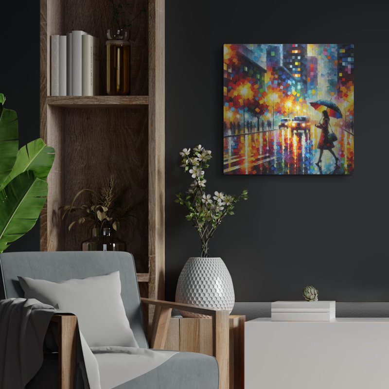  «Rainy Nyc» par Rich Monet, art mural en métal, 24 po x 24 po