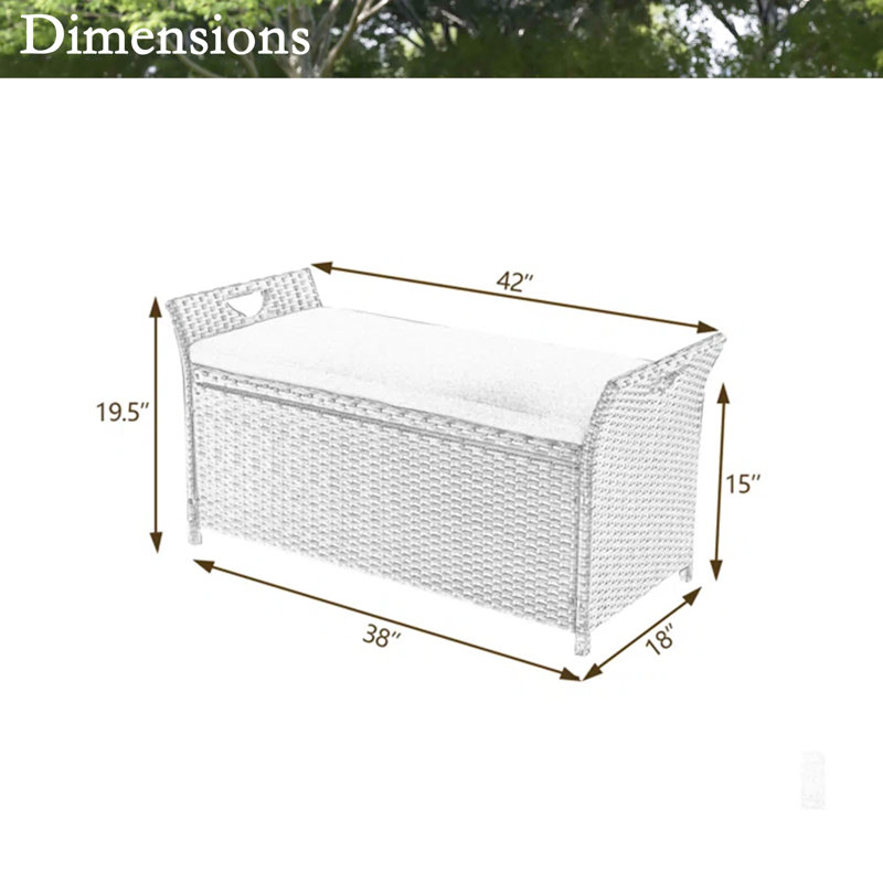Banc de rangement en rotin Hunsberger, Rouge vif