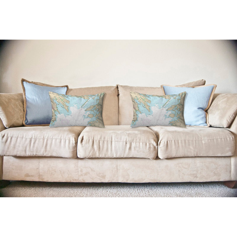 Nautical Map Outdoor Reversible Throw Pillow