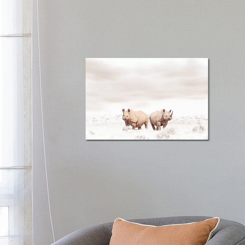 White Rhino Duo by Klaus Tiedge - Wrapped Canvas Print, 66.04 cm H x 45.72 cm W x 3.175 cm D