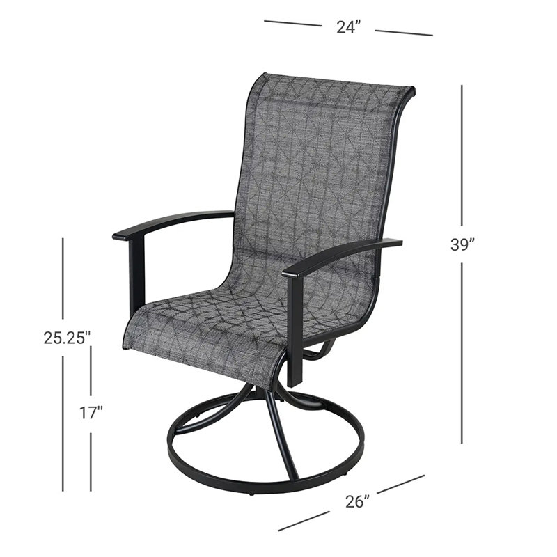 Errik Patio Dining Armchair, Black/Gray Plaid
