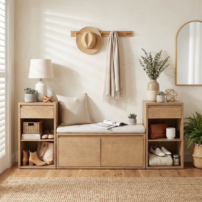 Banc pour vestibule peu encombrant - Range-chaussures, tiroirs et compartiments de rangement dans une seule unité