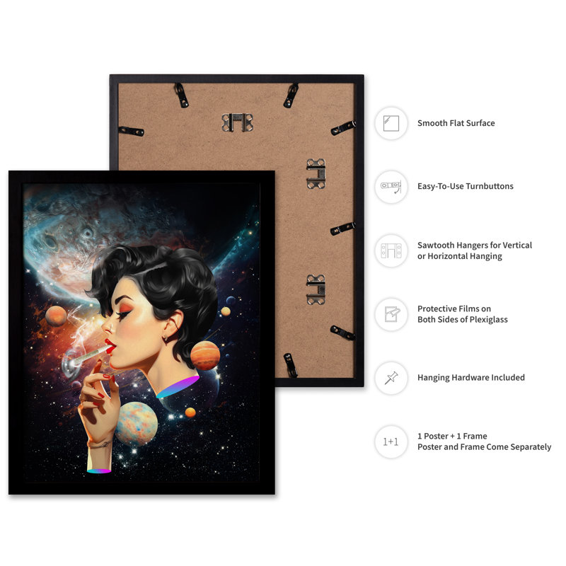 Smoking Lady, Black Framed, Poster, 08"H x 10"W