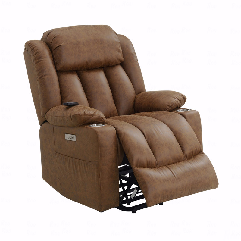 Cuir brun rembourré avec fonction Power Motion avec fonction inclinable avec fonction de levage, de chauffage et de massage