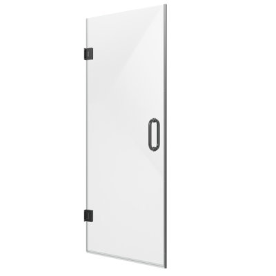 Porte de douche de 28 po de largeur avec 72 po de hauteur, verre trempé de 3/8 po de 10 mm, finition noir mat, cadre en aluminium, porte battante simple H facile à installer, l, ouverture réversible à gauche ou à droite, installation, aspect ouvert