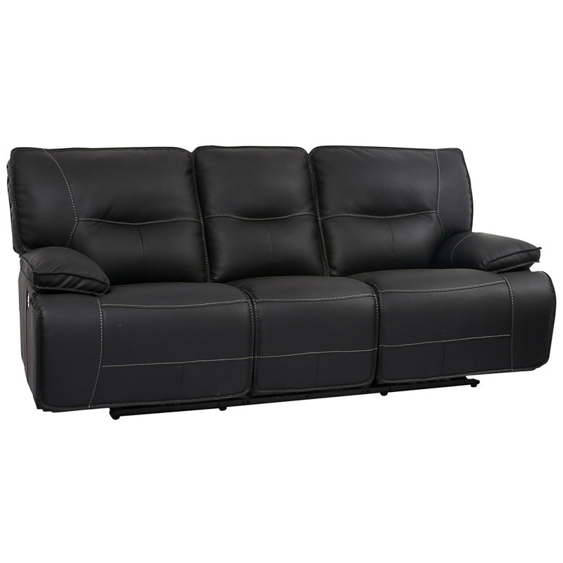 Pomona Upholstered 88'' Power Reclining Sofa, Black
