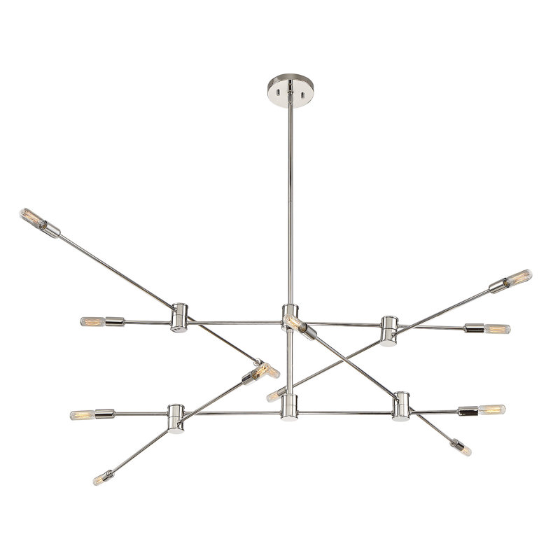 Jordy 12-Light Chandelier, Nickel poli