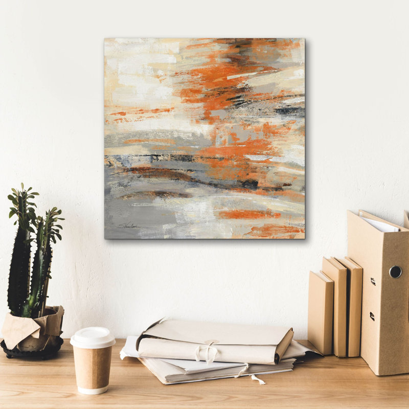 «Golden Dust C Orange» par Silvia Vassileva, art mural sur toile, H 18 po x l 18 po x P 0,75 po