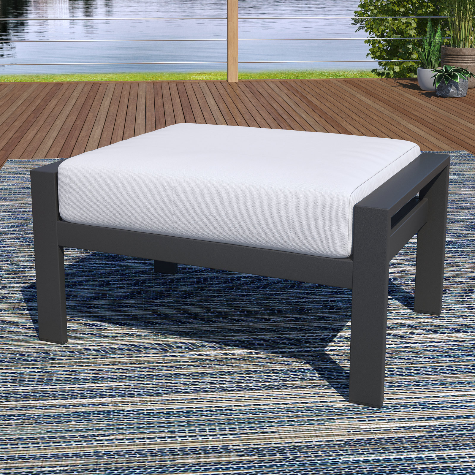 Townsend Sunbrella® Patio Ottoman, Sunbrella Canvas Natural, No, None