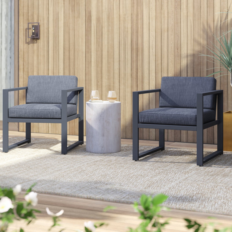 Withernsea Metal Outdoor Lounge Chair, Dark Gray