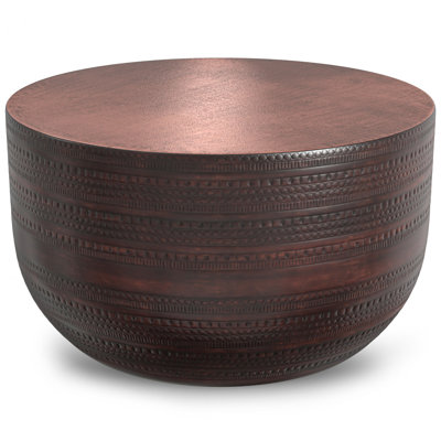 Gracie Mills Modern 18" Bronze Metal Drum End Table