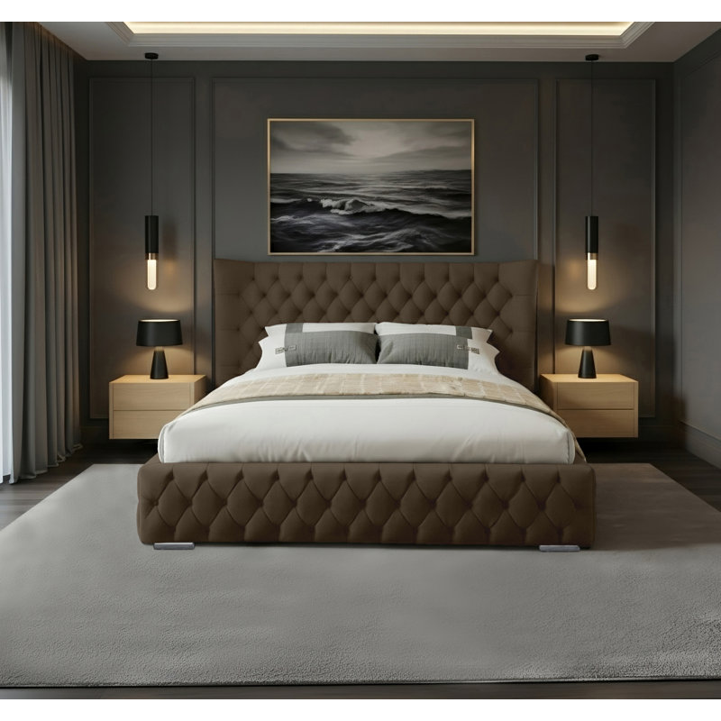 Achilleas Upholstered Bed, Mole, Single (3')