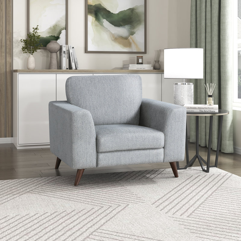 Chaise de salon moderne et contemporaine 40 po Jandreau, Chenille bleu-gris