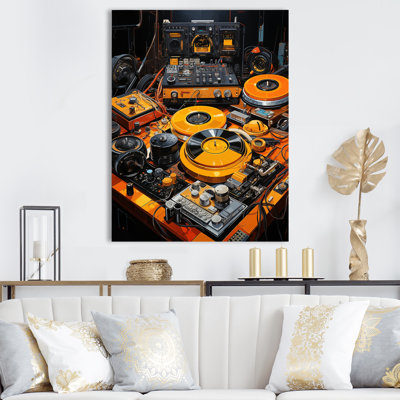 «Yellow Turntables Boom Boxes III», reproduction sur toile encadrée