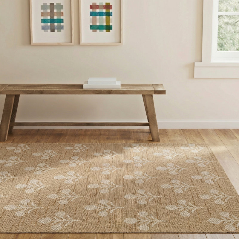 Tapis intérieur / extérieur en polypropylène tissé à la machine Saybrook, Rectangle 5 pi 3 po x 7 pi