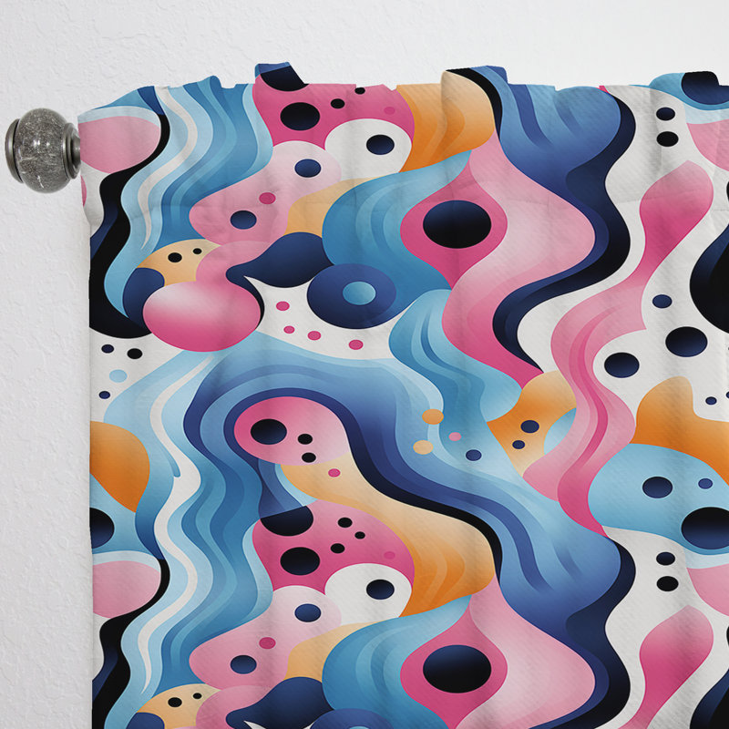 Rose et bleu Designer Waves I - Rideau abstrait - Velours obscurcissant - 1 panneau, L 52 po x L 90 po