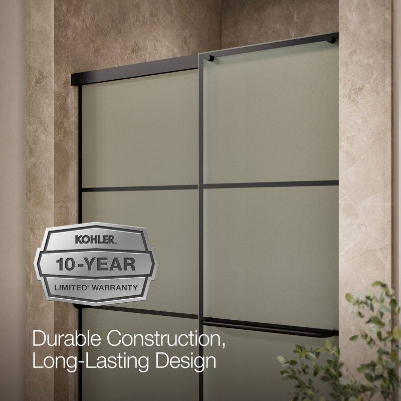 Elate Sliding Shower Door, 70-1/2-In H X 44-1/4 - 47-5/8-In W, With 1/4-In Thick Crystal Clear Glass With Rectangular Grille Pattern