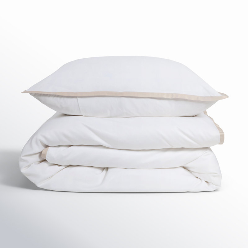 Langston Duvet Cover, King Duvet Cover + 2 King Shams, White/Sand