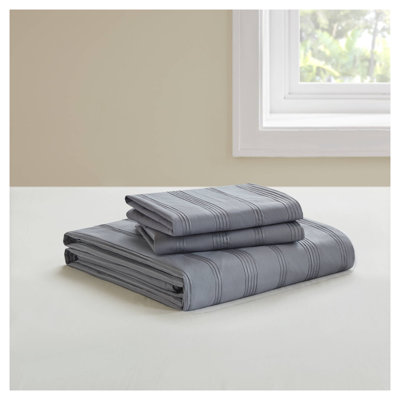 3-Piece Full Woven Striped Duvet Set