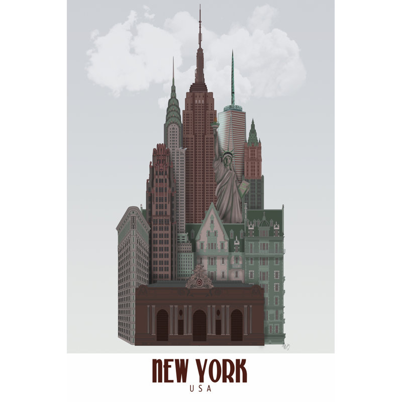 New York In Clouds by Fab Funky - Wrapped Canvas Art Print, 76cm H x 51cm W