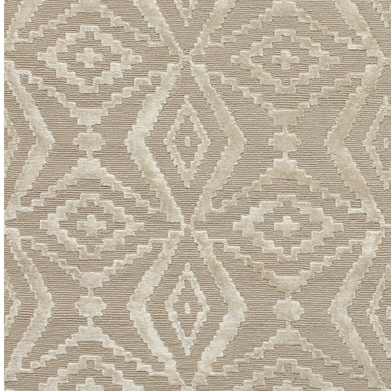 Geometric Area Rug in Light Brown/Ivory, Rectangle 9' x 12'