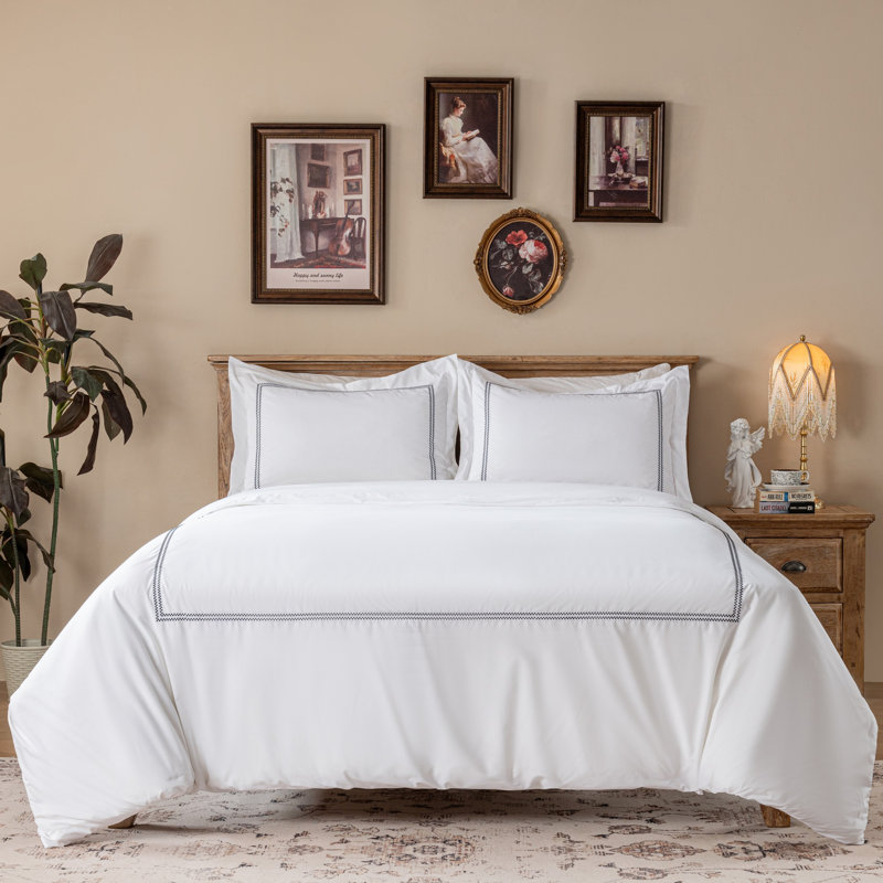 Ensemble de housse de couette en coton Percale Hotel Collection, Housse de couette très grand et 2 taies, Marine
