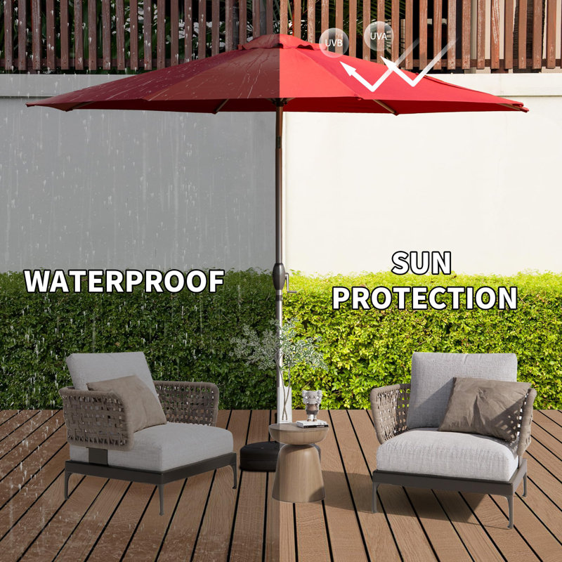 Parasol de patio, 97.19" H x 118" W x 118" D, Rouge brique