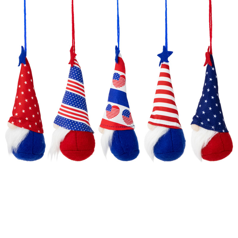 Ensemble de 5 ornements de gnome patriotique du 4 juillet Americana