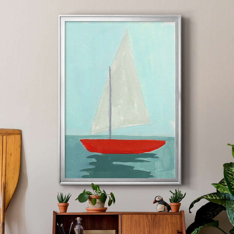 Petite voile II, reproduction encadrée de qualité supérieure - prête à être accrochée, Encadrement argenté