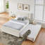 Lit double capitonné pleine grandeur avec tiroirs et lit gigogne escamotable-130605452-130605454