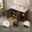 Meuble-lavabo GALAN 48F" Winston en noyer avec lavabo, grand meuble-lavabo autoportant de rangement pour salle de bain moderne, lavabo blanc monobloc sans bonde ni robinet, à monter soi-même